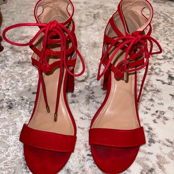 Charlotte Russe Shoes - Charlotte russe sienna red lace up wedge heels